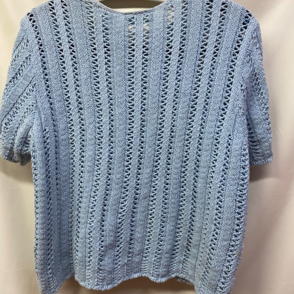 220 Hickory Blue / Powder Blue short sweater / shrug with buttons Sz: M - Picture 4 of 4